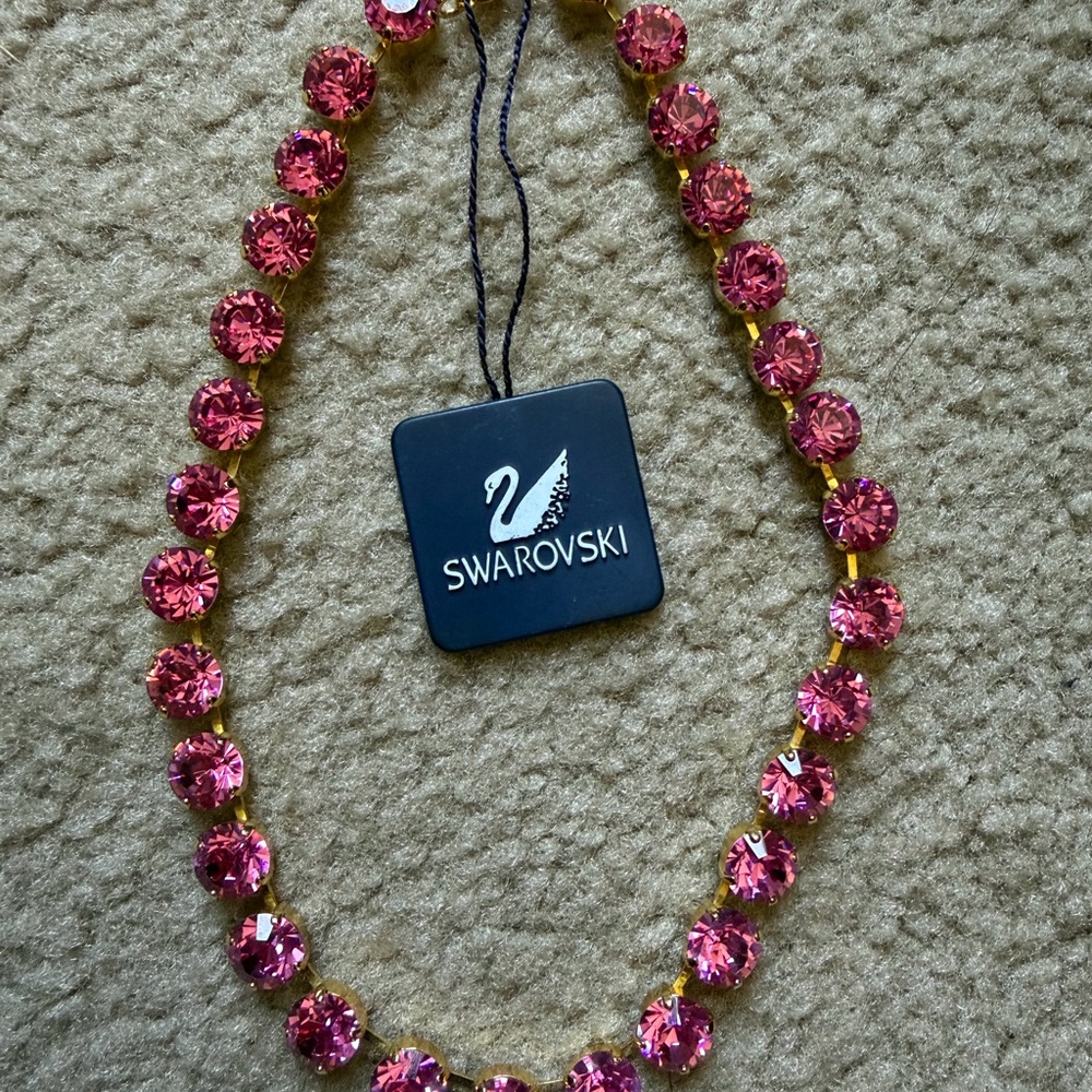 Swarovski Hot Pink Crystal Tennis Necklace